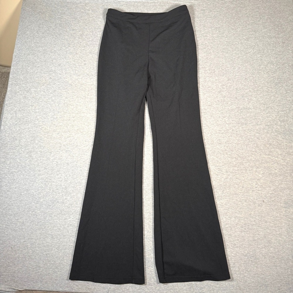 SHEIN Black Flare Pants Wide Leg Side Zip Trousers Size M 6